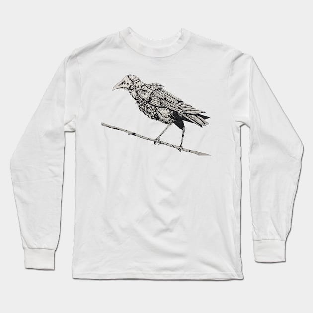 Plague Doctor Raven Long Sleeve T-Shirt by Fallcrown